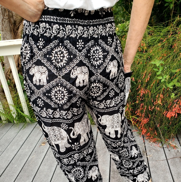NWOT Elephant Print Pants by BOHO VIB - Picture 7 of 9